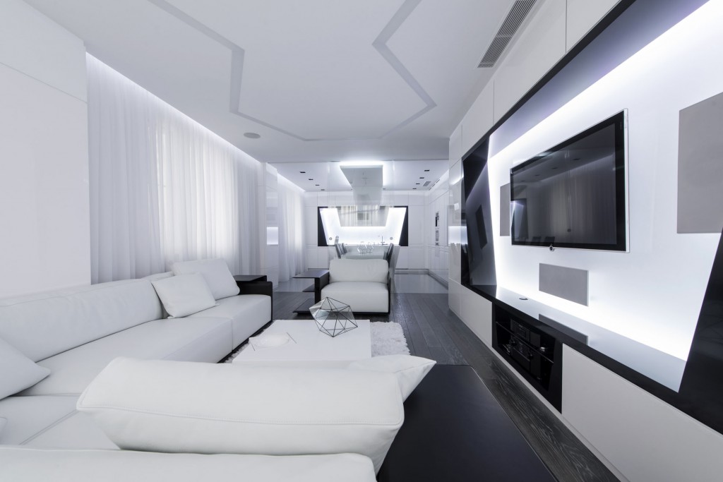 White and black in a harmonious combination in the interior
