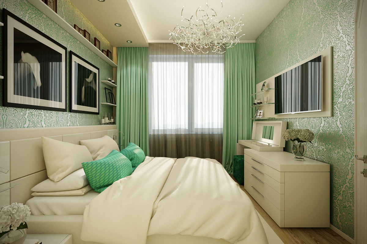 Λευκό-πράσινο υπνοδωμάτιο