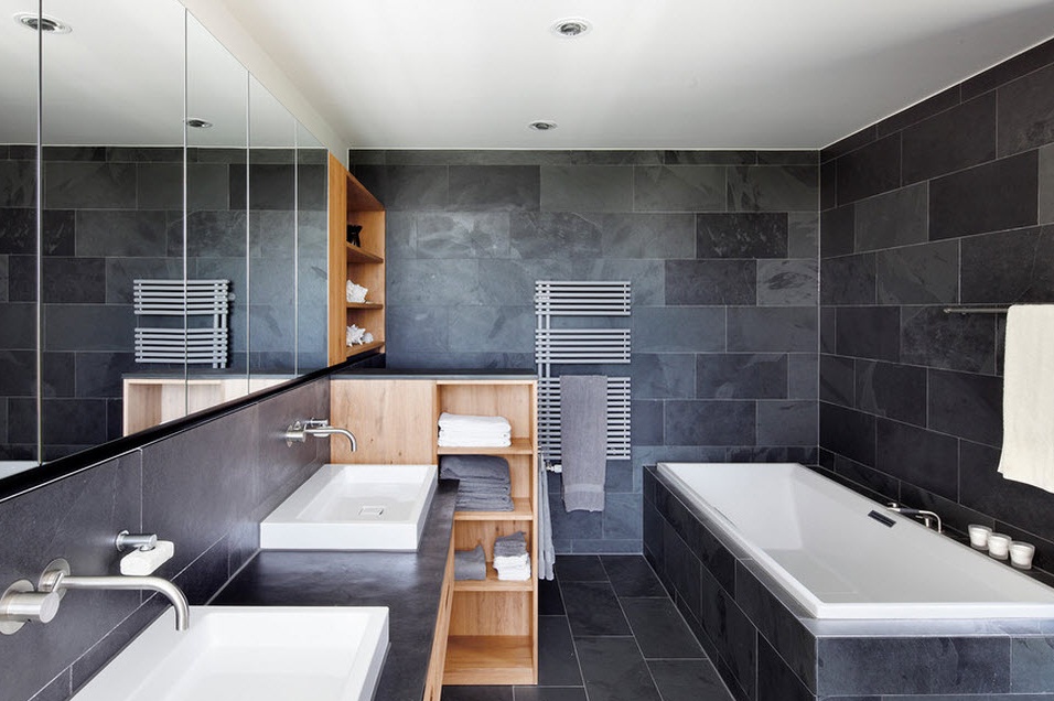 Black Tiled Bathroom