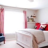 Plaid curtains in the bedroom