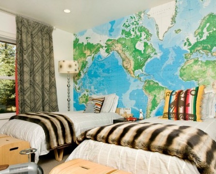 World map on photo wallpaper