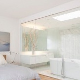transparent partition mellan sovrummet och badrummet