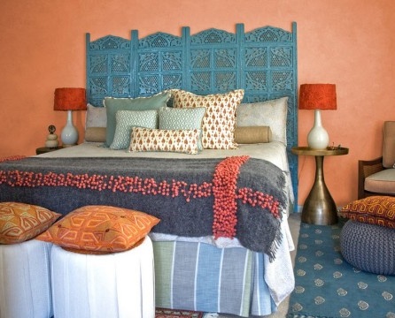 Carved turquoise headboard