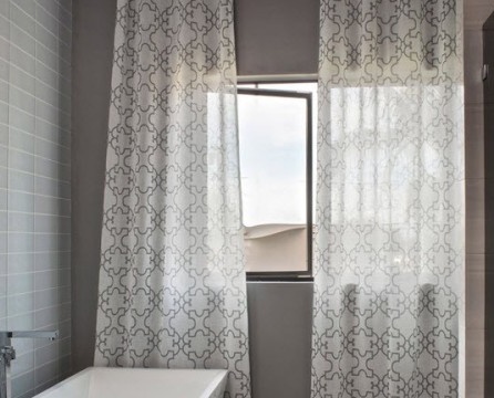 Gray translucent bath curtains