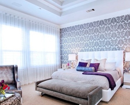 Gray accent wall with white patterns