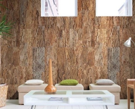 Cork wallpaper in the interior