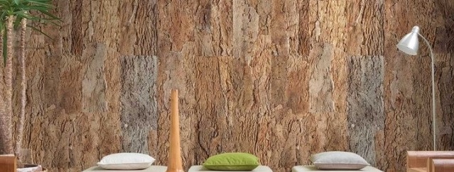 Cork wallpaper in the interior