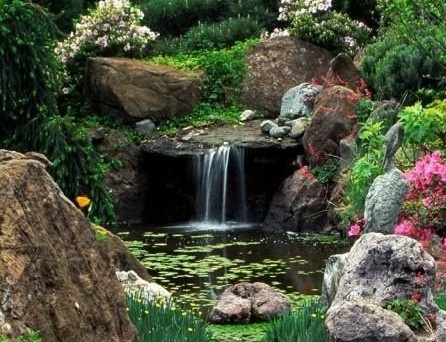 Artificial waterfall in the country