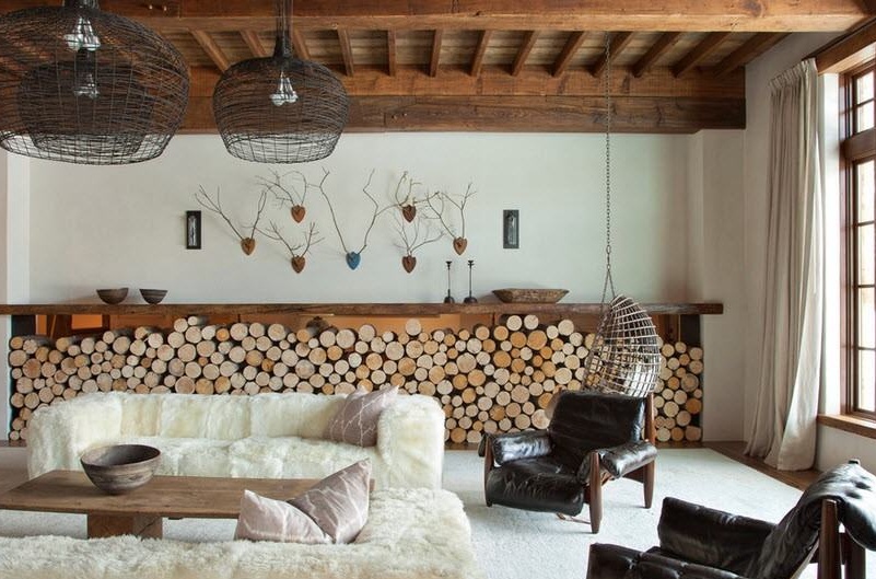 Alpská chata ve stylu fotografie v interiéru