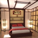 Interiér ložnice v japonském stylu
