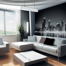 Wall mural night city in the interior