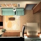 تصميم شقة من غرفة واحدة صغيرة الحجم
