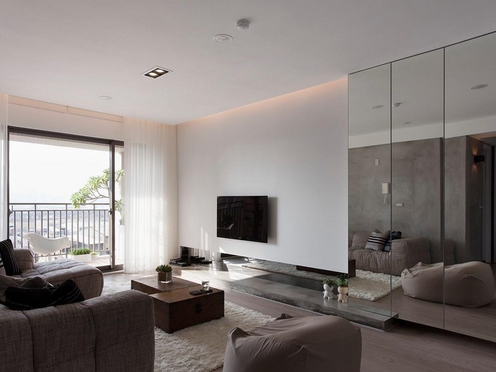 Muebles minimalistas con espejo