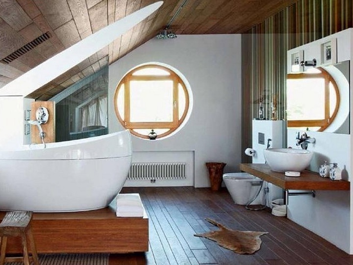 חדר אמבטיה בתמונה בסגנון כפרי
