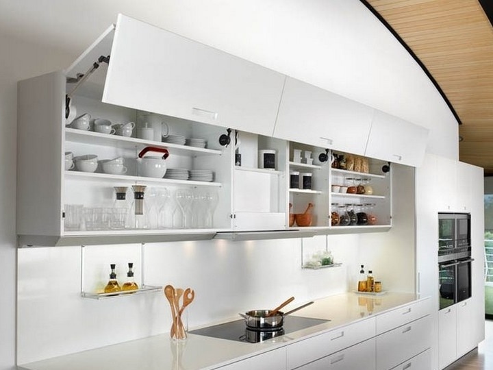 Designet af køkkenet i stil med minimalisme foto