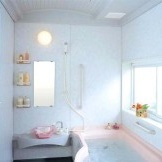 Nelielas vannas istabas gaišs interjers