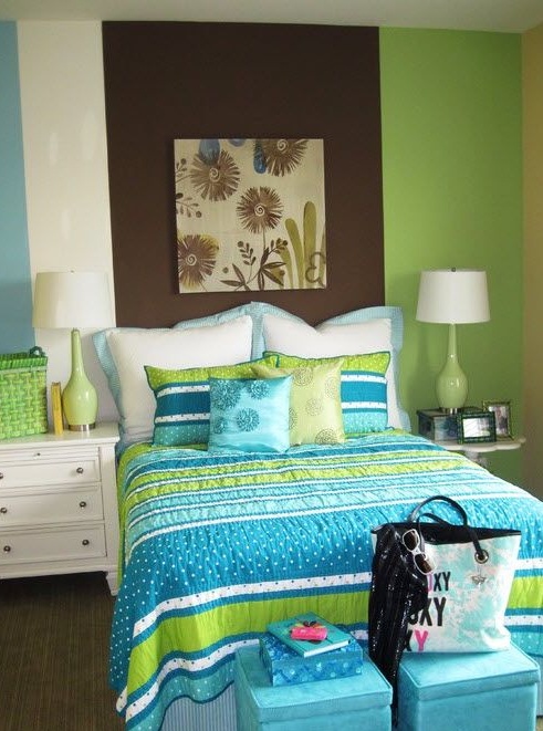 Turquoise color room for a girl