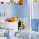 Mėlynas mažas vonios kambarys