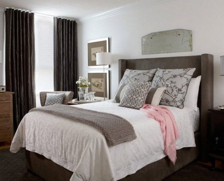 Kahverengi yatak odası fotoğraf