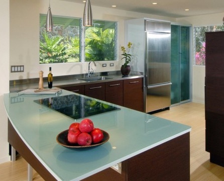 Glass kitchen in the photo