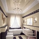 Ryškus vonios kambarys Art Deco