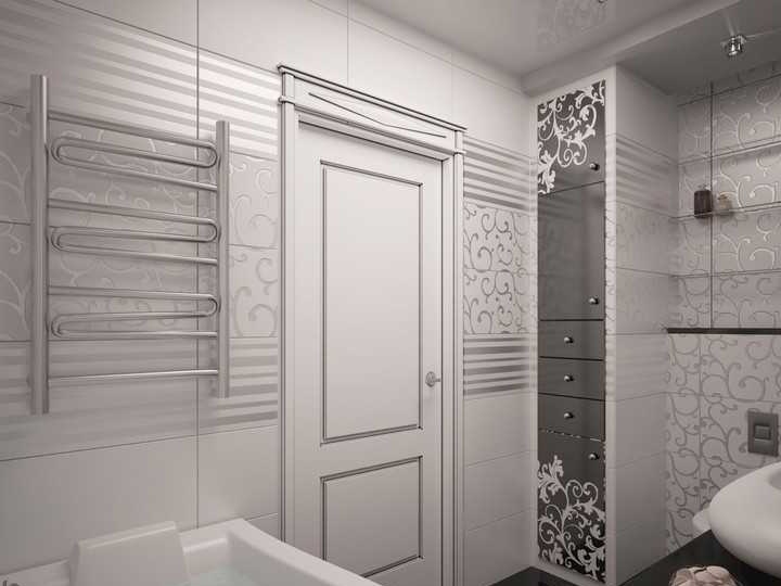 Phòng tắm nghệ thuật trang trí trắng