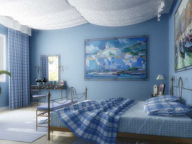 Camera da letto blu