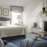 Calm blue bedroom interior