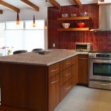 Red brown kitchen