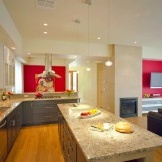 Interior and design of red kitchen