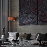 Diseño oscuro de sala de estar