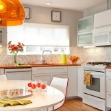 As a bright accent - a pendant orange lamp and small accessories