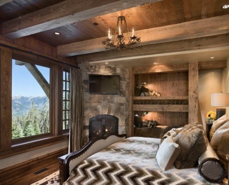 Sypialnia w stylu domku górskiego
