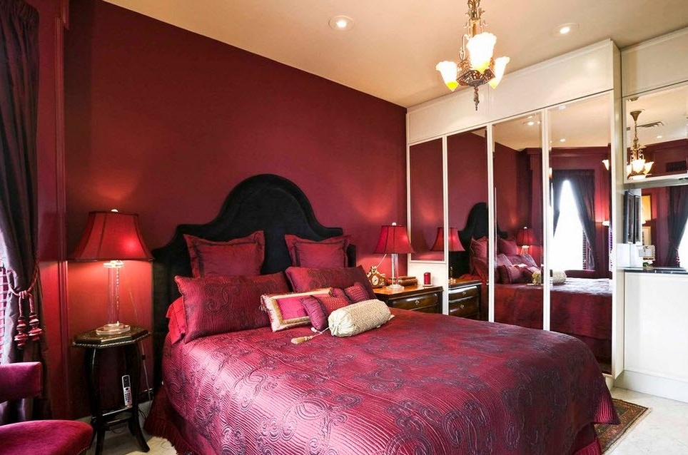 The interior of the red bedroom