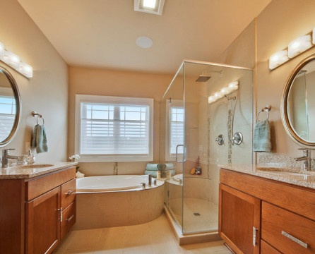 Contemporary beige bathroom