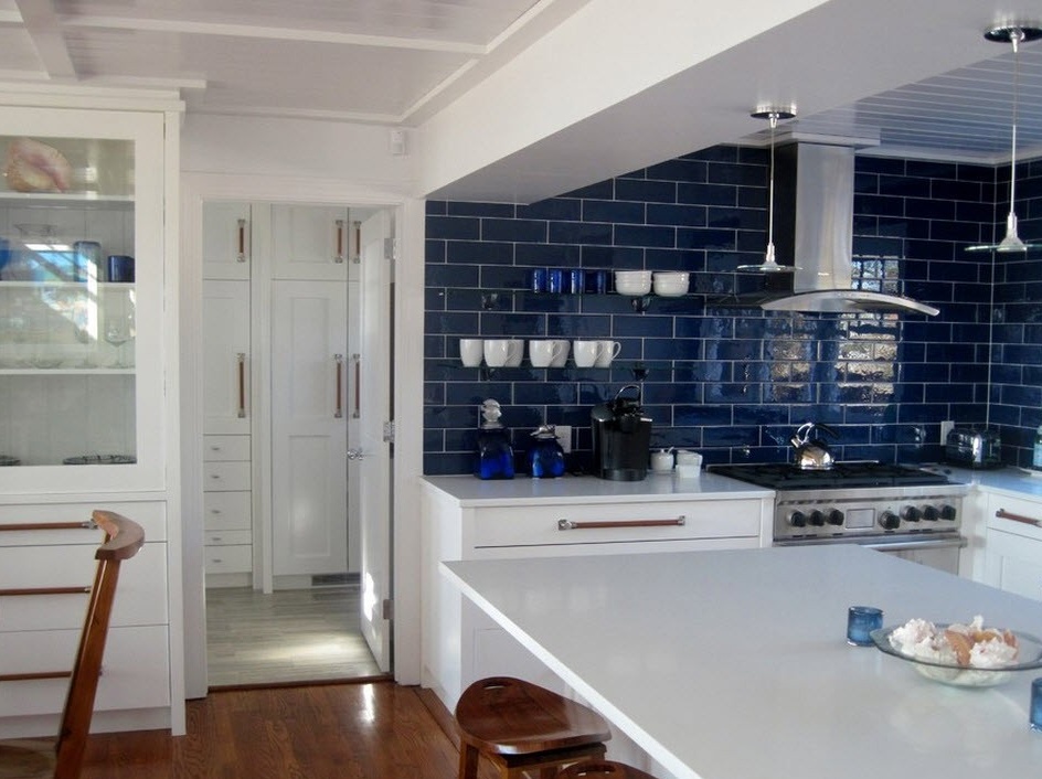 Kitchen in a dark blue design