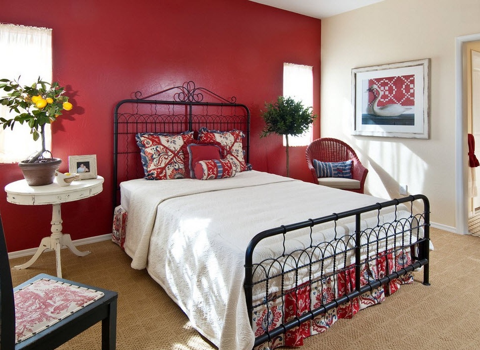 تصميم غرفة نوم حمراء