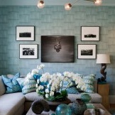 Obývacia izba v modrých odtieňoch