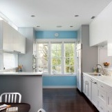 جدران زرقاء في المطبخ