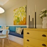 Yellow chest of drawers in the interior