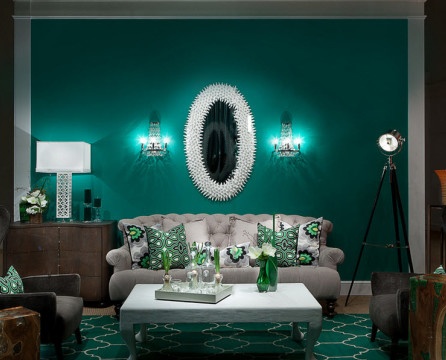 Zelený obývací pokoj