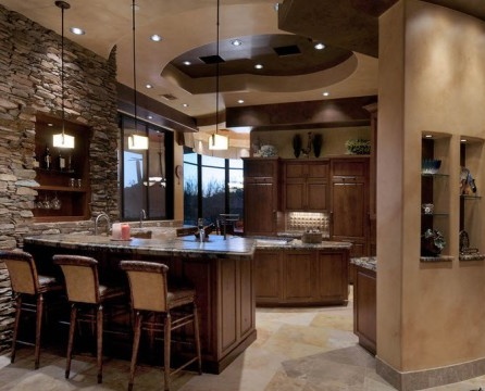 Large kitchen decorated with niches