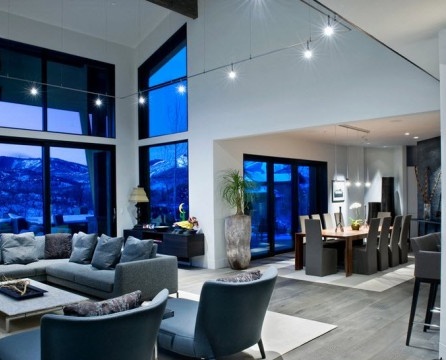 Gray floor in the modern living room