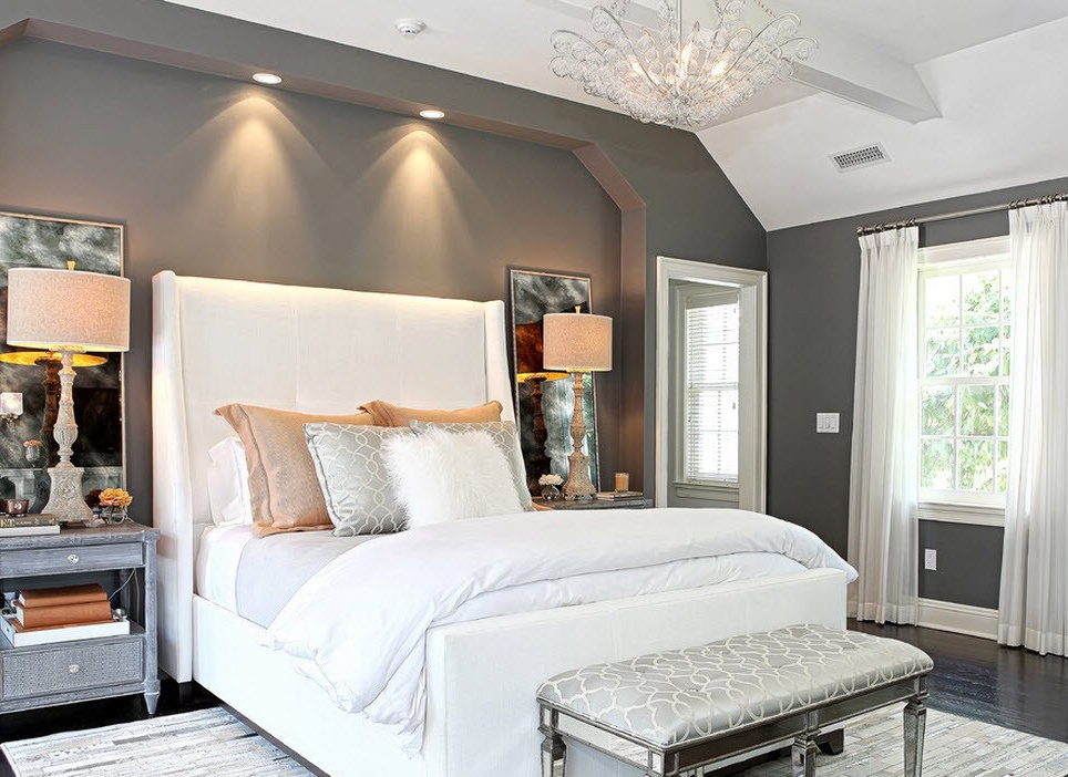 Elegante dormitorio gris