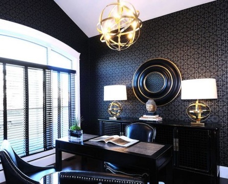 Magical and mysterious black wallpaper in the interior