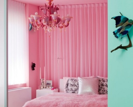 Pink color makes the room cozy, tender