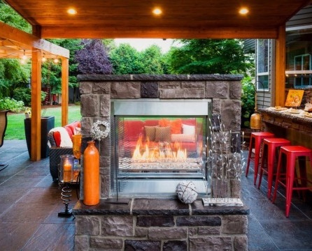 Summer kitchen with fireplace