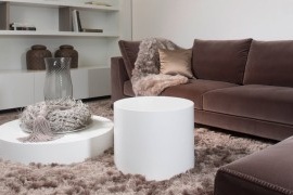 Brown and white living room decor