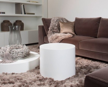 Brown and white living room decor