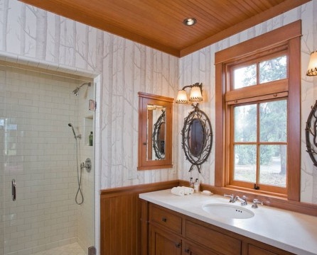Wood in the interior of the bathroom